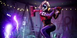 Le gameplay de Gotham Knights montre le combat contre Harley Quinn. Le gameplay de Gotham Knights montre le combat contre Harley Quinn.
