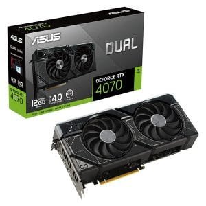 L'ASUS GeForce RTX 4070 Dual 12GB cumule durabilité, compatibilité et performances pour apporter satisfaction aux gamers les plus exigeants. Les fonctionnalités de cette carte graphique incluent des technologies de pointe ainsi qu'un système de refroidissement exclusif à la marque ultra-efficace