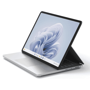 Promo 1469 Microsoft Surface Laptop Studio 2 Windows 11, écran tactile 14.4 pouces, 32 Go RAM, 1 To SSD, Intel Core i7, NVIDIA GeForce RTX 4050 Ti, Platine, clavier français