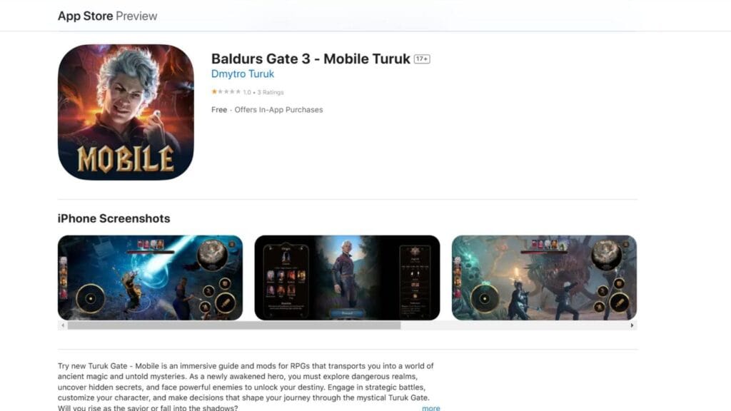Attention aux Arnaques : Baldur's Gate 3 sur Mobile ? 1 arabque