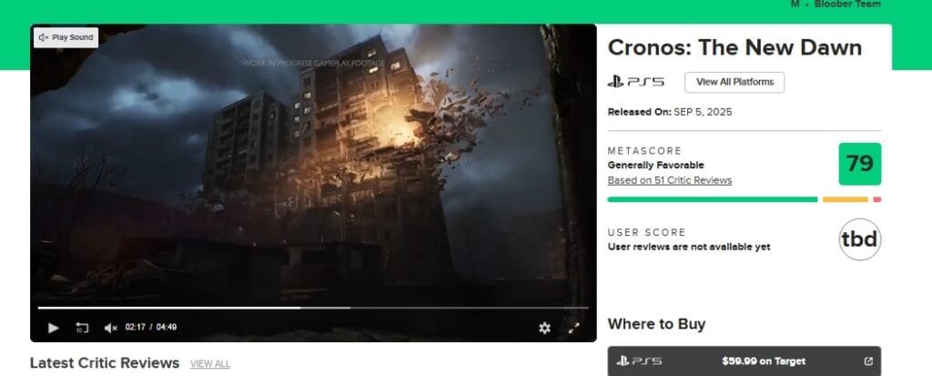 Cronos: The New Dawn – Les premiers tests confirment le pari réussi de Bloober Team 3 Capture decran 3 9 2025 174548 www.metacritic.com