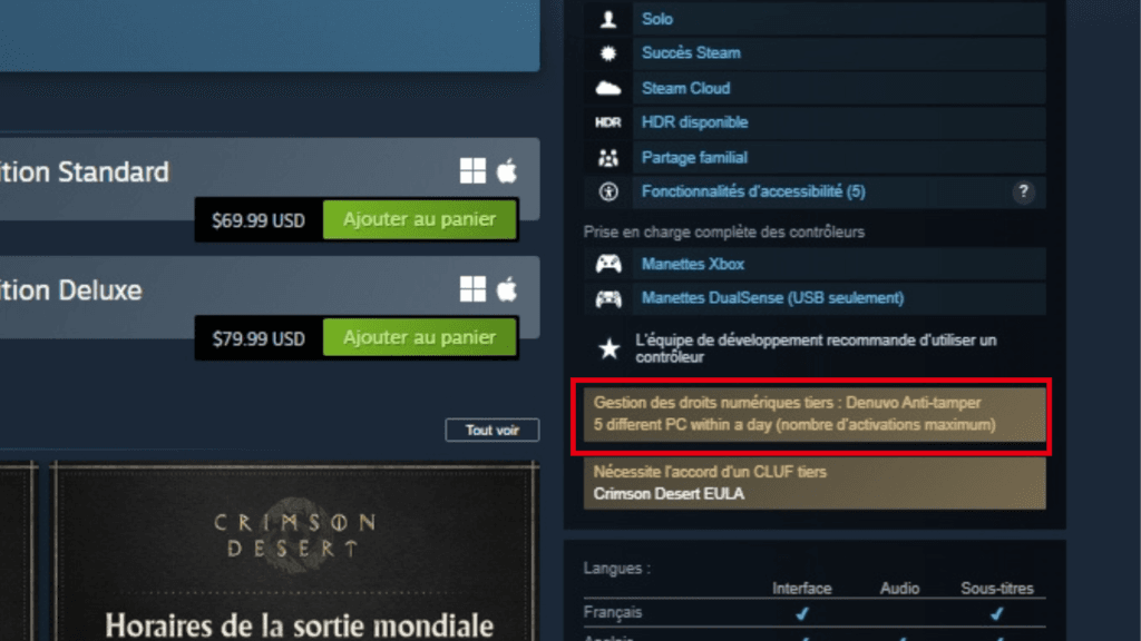Crimson Desert : l’ajout surprise de Denuvo inquiète les joueurs avant la sortie