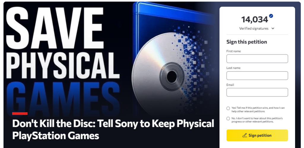 La pétition pour sauver les disques PlayStation prend une ampleur massive 1 La pétition pour sauver les disques PlayStation prend une ampleur massive