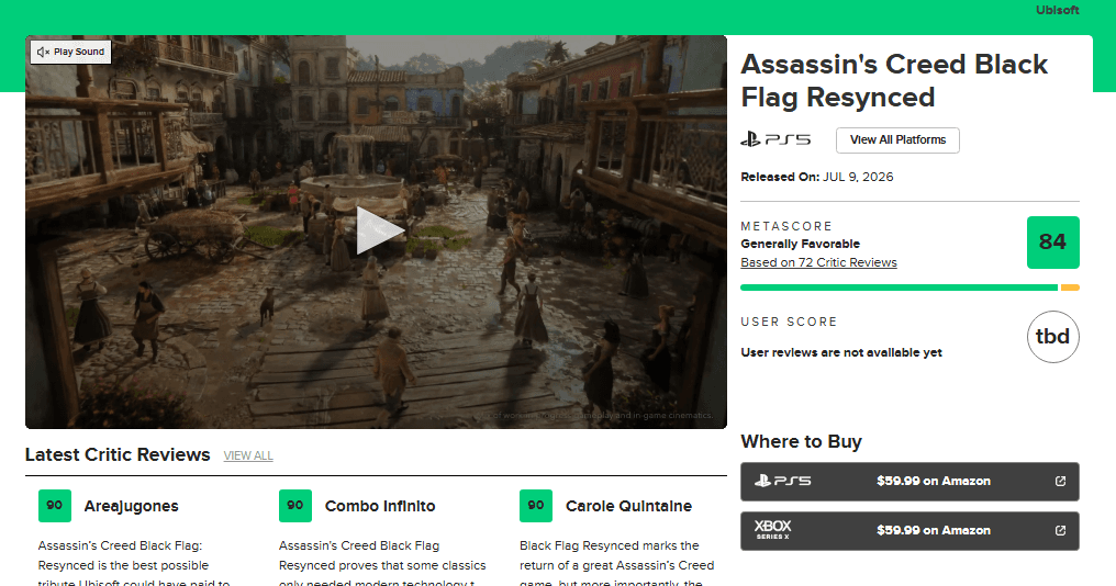 Assassin’s Creed Black Flag Resynced réussit son retour et séduit déjà les critiques 2 Assassin’s Creed Black Flag Resynced réussit son retour et séduit déjà les critiques