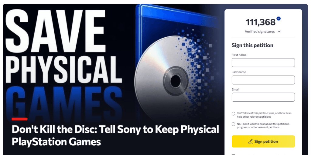 PlayStation : la pétition contre l’arrêt des jeux physiques dépasse les 100 000 signatures 1 PlayStation : la pétition contre l’arrêt des jeux physiques dépasse les 100 000 signatures