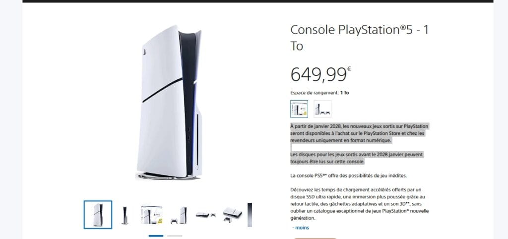 PlayStation Direct affiche un nouvel avertissement sur la fin des jeux physiques PS5 1 PlayStation Direct affiche un nouvel avertissement sur la fin des jeux physiques PS5