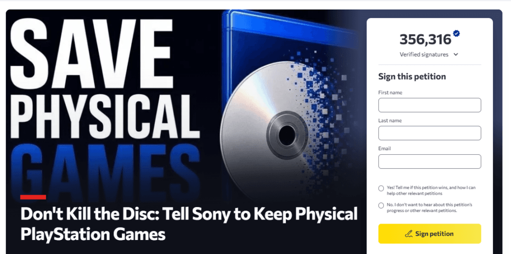 La pétition pour sauver les jeux PlayStation physiques commence à s’essouffler 1 La pétition pour sauver les jeux PlayStation physiques commence à s’essouffler