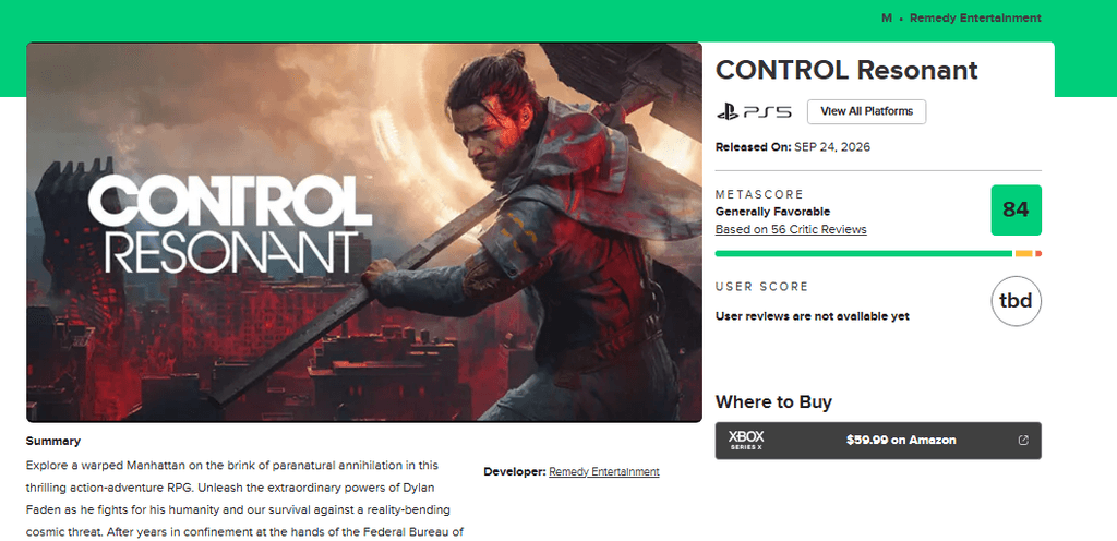 Control Resonant : les notes du nouveau jeu de Remedy impressionnent la critique