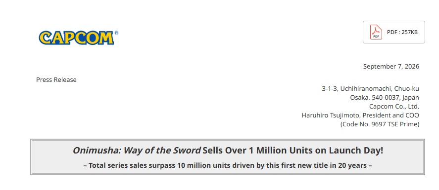 Onimusha: Way of the Sword réalise un lancement canon et dépasse déjà le million de ventes