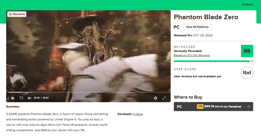 Phantom Blade Zero impressionne la presse avec des notes qui frôlent l’excellence 1 Phantom Blade Zero impressionne la presse avec des notes qui frôlent l’excellence